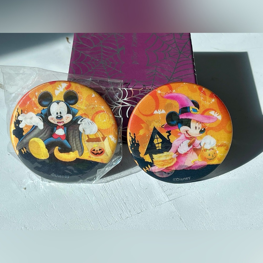 Disney Halloween Hologram Lenticular 3D Button Pin Mickey & Minnie Mouse Costume